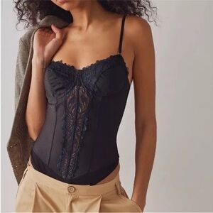 NWOT Intimately by Free People Good Luck Charm Bodysuit Black Small